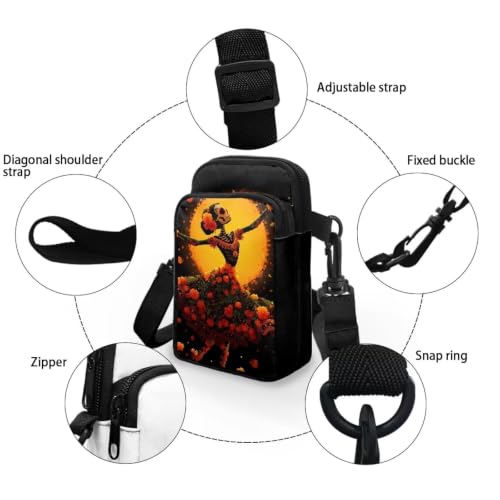 Image of Hawaiian Tribal Small Crossbody Bags for Women Cell Phone Bag Purse, Sea Turtle Zipper Sling Purses Shoulder Bag