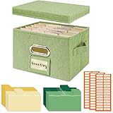 Vienrose Greeting Card Organizer 1 Pack, Storage Box with 20 Adjustable Dividers, Foldable Organizer Box Holds over 150 Cards, Storage Stickers Recipes Photos Envelopes Bills Vinyl Records, GrassGreen