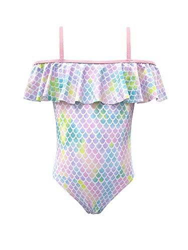 Image of SHEKINI Girls Scoop Neck Bathing Suits Ruffle One Piece Swimsuits Cute Beach Sport Swimwear