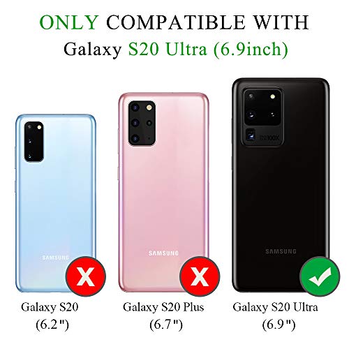 Fyy Case For Samsung Galaxy S20 Ultra 5G 6.9”Luxury [Cowhide Genuine Leather][Rfid Blocking] Wallet Handmade Flip Folio Case With [Kickstand Function] And[Card Slots] For Galaxy S20 Ultra 6.9” Black #TOP1