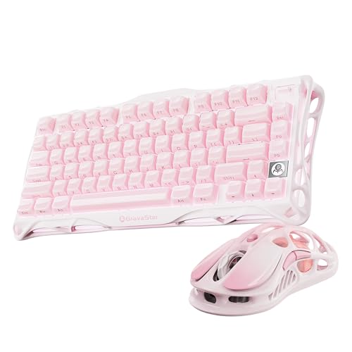 GravaStar Mercury K1+M1 Pro Kablosuz Rgb Işıklı Mekanik Q Gaming Klavye ve Optik Mouse Seti, Sakura Pink