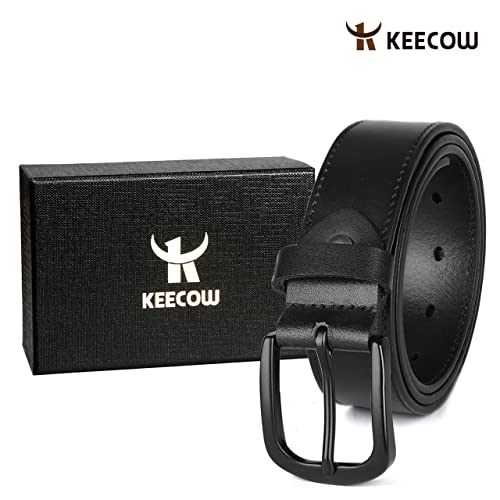 Image of KEECOW Men's 100% Italian Cow Leather Belt Men With Anti-Scratch Buckle,Packed in a Box