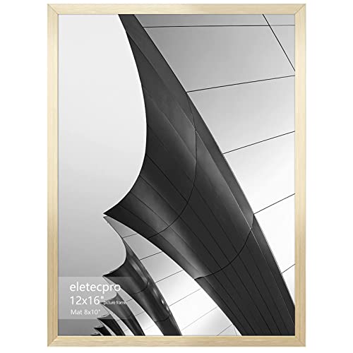Eletecpro 12X16 Picture Frame Made Of Brushed Aluminum Display Pictures 8X10 With Mat Or 12X16 Without Mat Metal Poster Frames For Tabletop & Gallery Horizontal And Vertical Hanging Modern Home Decor #TOP14
