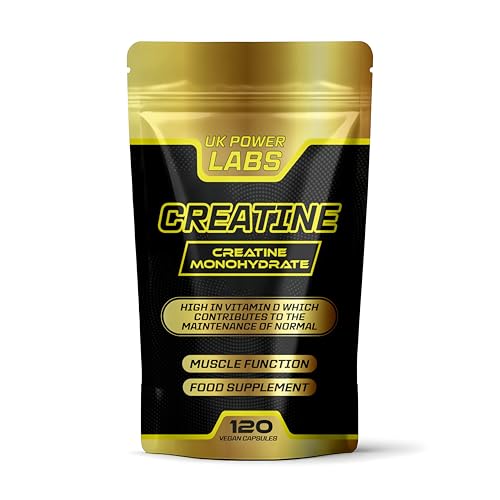 Creatine Monohydrate Capsules - 5200mg per Serving - 120 Vegan creatine Tablets to Support Muscle Growth and Function - UK Power Labs