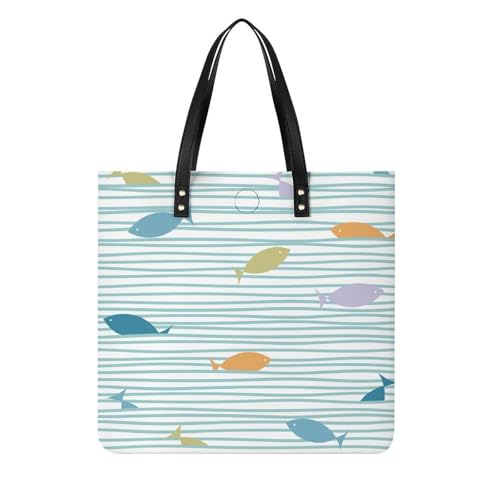 Sac à bandoulière poisson à rayures pour femmes, grand cabas shopper contre le manque de place
