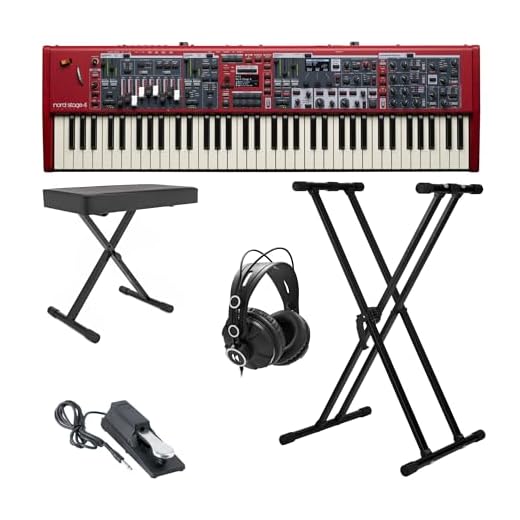 Nord Stage 4 Compact 73-Key Semi-Weighted Keyboard Bundle with Adjustable Stand, Adjustable Bench, Headphones and Sustain Pedal (5 Items)