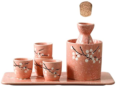 Service à saké artisanal RWRAPS en porcelaine peinte à la main design prune