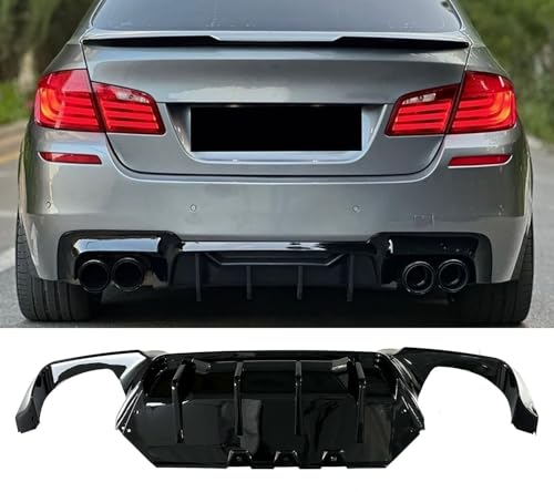 Rear Lip Difffuser Compatible with 2011-2016 5 Series F10 M5 M Sport, Rear Diffuser Bumper Lip Quad Exhaust Gloss Black