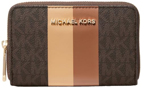 Image of Michael Kors Jet Set Small Zip Around Card Case, Brown /Luggage