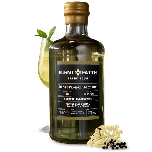 Burnt Faith Elderflower Liqueur 70cl | Fresh Delicate Spirit with Crisp Citrus Notes | Perfect for Spritz Cocktails and Summer