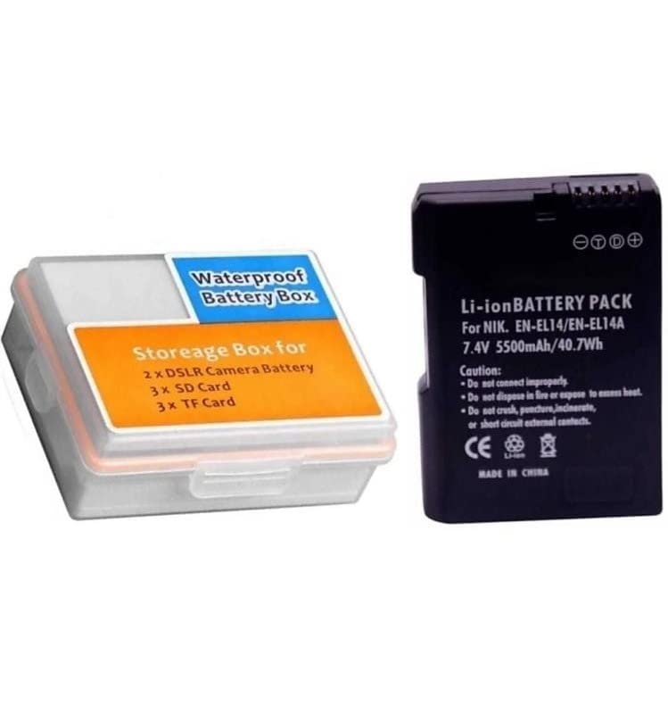 Image of EN-EL14 Rechargeable Battery + charger Pack Compatible with Nikon Digital Cameras|D3100,D3200,D3300,D3400,D3500,D5100,D5200,D5300,D5500,D5600|Coolpix P7000, P7100, P7200, P7700, P7800, Df