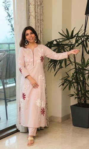 Image of ANNI Designer Kurta Set for Women Erode Rayon Printed | Kurti Set for Woman | Kurta Pant 2 Piece Outfit | Round Neck 3 /4 Sleeve Straight Fit Ethnic Dress Stylish Kurta Sets for Women Clothing