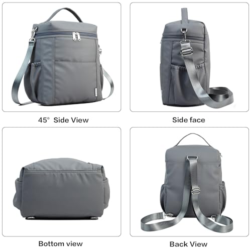 Image of NOL Natural Organic Lifestyle Insulated Lunch Bags for Women Cooler Bag Lightweight Nylon Waterproof Lunch Box For Work (Dark gray, Large)