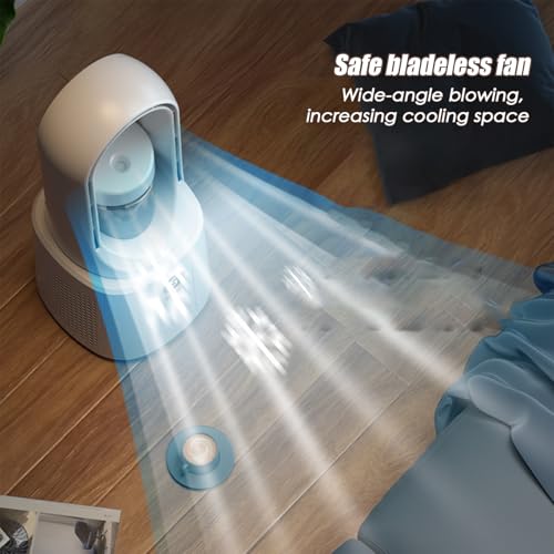 Ventilateur sans pale avec humidificateur de chevet et LED de nuit rechargeable - 4