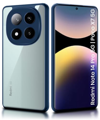 Image of WOW IMAGINE Shockproof Hybrid Back Cover for Redmi Note 14 Pro 5G | Poco X7 5G | Hard Slim fit Back Case | PC & TPU | Clear Transparent Case - Blue