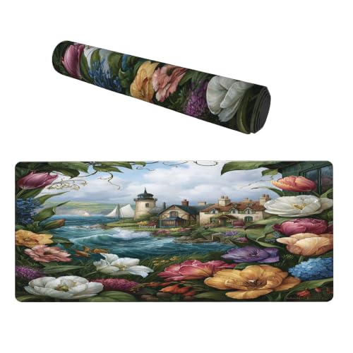Flower Mouse Pad Non-Slip Desk Protector Mat,35.5 × 16 in