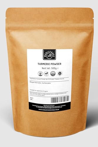 Premium Turmeric Powder 500g | Natural | Non-GMO | No Colouring | Resealable Kraft Paper Pouch | Suitable for Vegetarians and Vegans