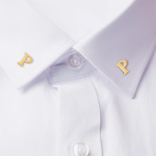 Image of HONEY BEAR Mens Womens Initial Alphabet Letter Lapel Pins Collar Badge Brooches for Business Wedding Graduation Gift Matte Gold 0.59 inches