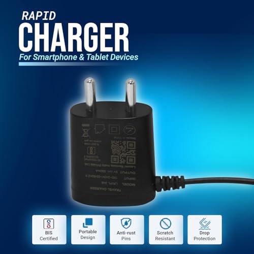 Image of Universal 5V 500mAh Mobile Charger for Keypad Phones - Compatible with Nokia, Samsung, Intex, Lava, Jio Bharat, Feature Phones, Basic Handsets,Reliable Low Power Charging Adapter- (Micro Cable)