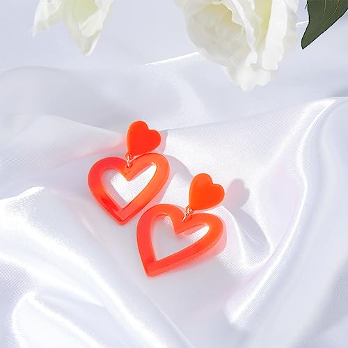 Image of Heart Earrings Y2K Love Heart Big Hoop Cute Fun Dangle Earrings, One Size, Acrylic, No Gemstone