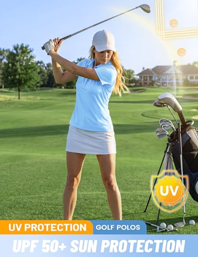 Image of TACVASEN Women's Golf Polo Shirts Short Sleeve UPF 50+ Sun Protection Golf Shirts for Women Quick Dry Collared Polos