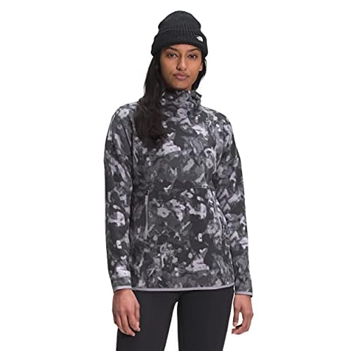 THE NORTH FACE Printed TKA Glacier Pullover Hoodie Womens Fleece Minimal Grey Scattershot Print Sz S