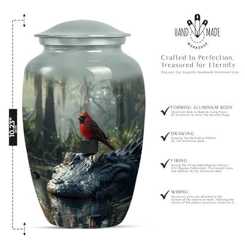 Image of Personalized Cardinal Word - Large Urn - Ashes Urns Human Remains - 10 Inch - Large with Velvet Bag - Burial Urn - Cremation Burial Urns - Funeral Urn Adult Ash - Decorative Urns for Ashes