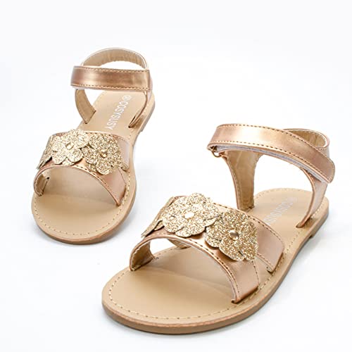 Children Flat Toe Sandals Flower Beach Shoes Little Girls Sandals Sandals for Outer Wear Girl Jelly Sandals (Rose Gold, 7-8 Years Little Child)2