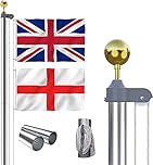 Thanaddo 20 FT Sectional Flag Pole Kit Extra Thick Aluminum Flagpole with 2 Flag, 2 Rope and Golden Ball Heavy Duty Outdoor In Grand Flag Pole for Residential, Yard and Commercial Use, Silver