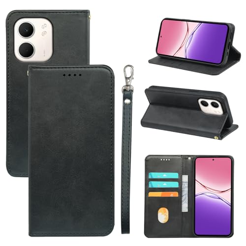 iCarez OPPO A5x 5G/4G �p �P�[�X �蒠�^ ? ?[2026�V�f�U�C��]? PU���U�[ TPU �ϏՌ� �h�o �}�O�l�b�g�� �X�^���h�@�\ �g�уP�[�X �J�[�h�|�P�b�g3�����[ �I�b�|a5x �Ή� 6.7�C���` �X�}�z�P�[�X (�u���b�N)