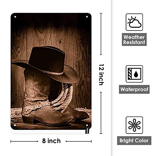 Metal Tin Sign Vintage Cowboy Black Old Rope Antique Wood Barn Nostalgic American West Art Home Bars Cafes For Home, Living Room, Garden, Bedroom, Office, Hotel, Cafe And Pub Wall Decor 12" X 8" #TOP1
