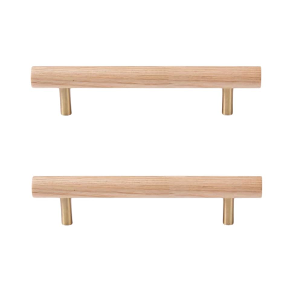 SANCHAKOU Wood Pull Handles 2Pcs Beech Black Walnut Ash Wood Log Color Wardrobe Drawer Cabinet Wooden Extended Door Handle 128Mm Ash Wood