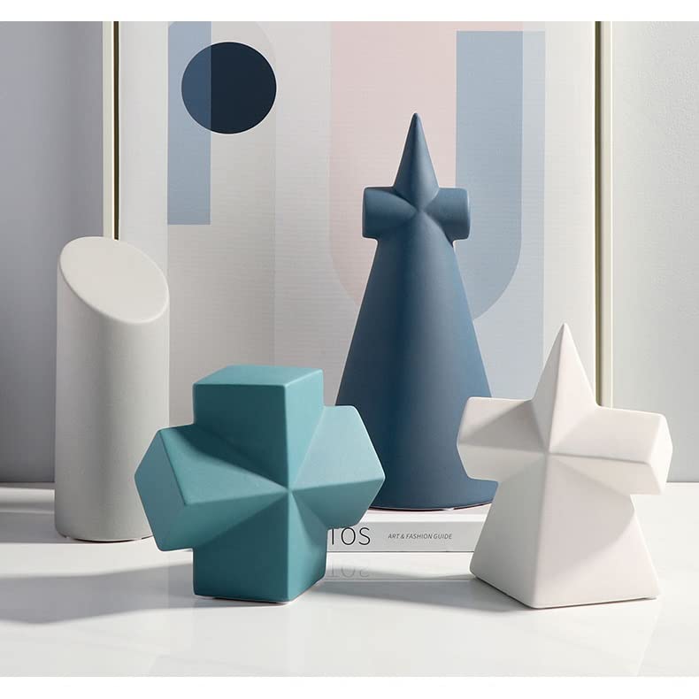 Dekoracje pulpitu Prosta nowoczesna geometria Niebieska trójwymiarowa ceramiczna dekoracja blatu Szafka telewizyjna ganek dekoracja wnętrz posągi