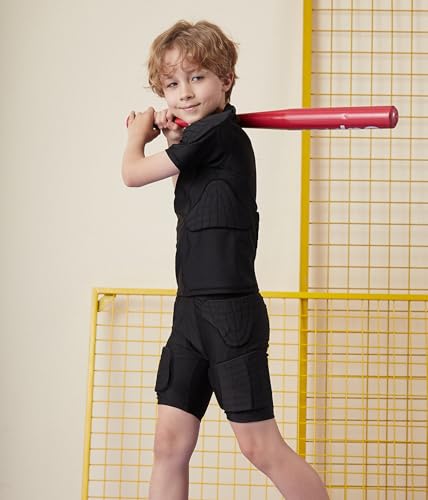 Topeter Kids Compression Padded Shirt Protective T-Shirt Rib Chest Shoulder Protector3