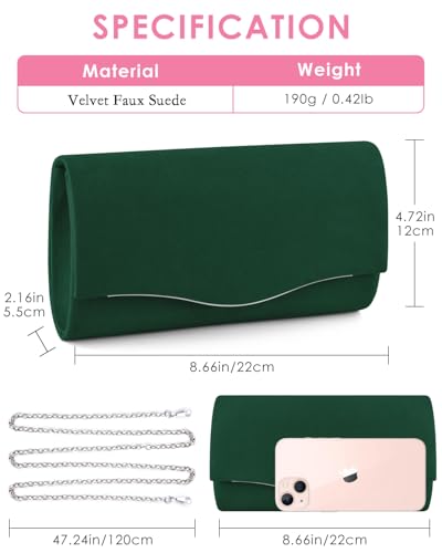Image of TINDTOP Clutch Purses for Women, Formal Evening Bags Suede Shoulder Envelope Party Handbags Wedding Cocktail Prom Clutches