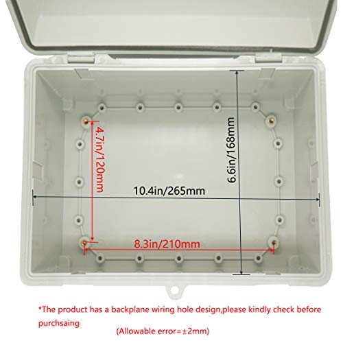 Zulkit Junction Box Abs Plastic Dustproof Waterproof Ip65 Electrical Boxes Hinged Shell Outdoor Universal Project Enclosure With 2 Cable Glands 11.42 X 7.48 X 5.51 Inch (290X190X140Mm) #TOP4