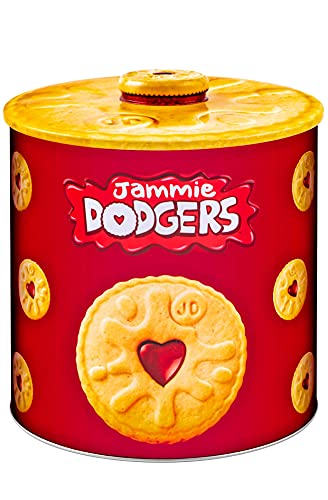 Biscuits Tin Gift Set - Jammie Dodger Biscuit Barrel – Shortcake Biscuits with Raspberry Flavoured Jam