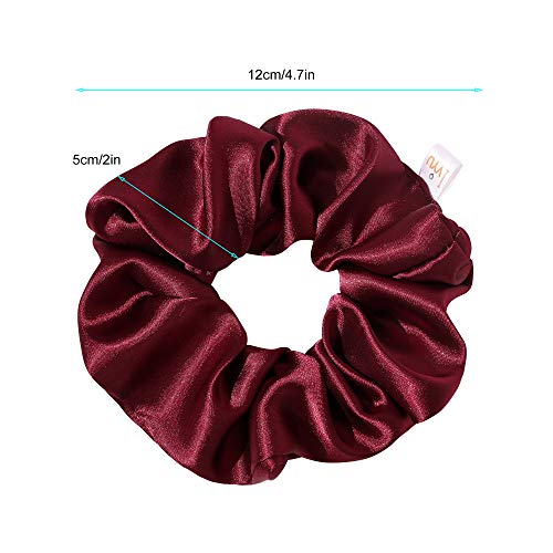 Image of Silk Scrunchies for Girls and Women - Cute Hairties for Thick, Curl, or Fine Hair, No Crease Soft Hair Accessories, Ponytail Holders (Burgundy, Purple, Pink, Green)