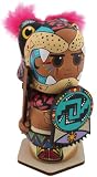 Aztec Jaguar Warrior Figures, Handmade Mexican Art, Macuahuitl and Shield Warrior, Dia de Los Muertos Skeleton, Perfect for Home (Black Jaguar Head)