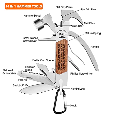 Veitorld All In One Tools Hammer Multitool, Gifts For Dad From Daughter Son Kids Wife, Father's Day, Unique Birthday Gift Ideas For Men Him, Presents Stocking Stuffers For Men(Dad Build My Life) #TOP1