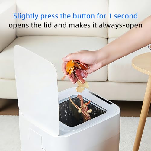 Image of 4.5 Gallon Smart Self-Sealing & Self-Changing Trash Can, 17L Automatic Motion Sensor Garbage Bin with Lid, Touchless Electric Wastebasket for Bathroom, Bedroom, and Office - White