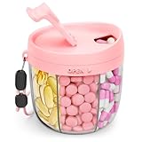 AMOOS Cute Pill Dispenser with 7 Compartments, Pill Bottle Organizer with Anti-Mix Design, Portable Pill Organizer for Travel with Wide Mouth for Easy Access, BPA-Free Patented Pill Container, Pink