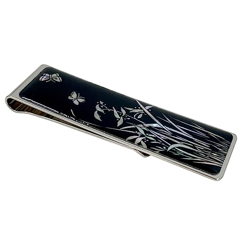 Mother Of Pearl Money Clip Wallet Credit Card Slim Bussiness Card Stainless Steel Holder Noble Gift Collection (Orchid) #TOP2