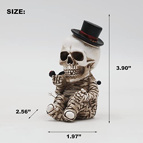 Skull Incense Holder Gothic Decor, Spooky Mummy Backflow Incense Cone Burner, Voodoo Doll Incense Burner, Handmade Resin Ornament Craft Gift, Desktop Halloween Decoration #TOP2