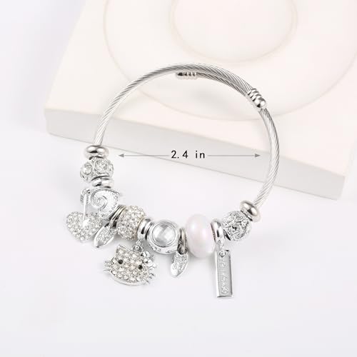 Image of YouLuo Cute Necklace Charm Bracelet Set,Personalized Jewelry Gift for Women | Cute Charm Bracelet, Adjustable Stainless Steel Bracelet, Anime Cartoon Accessories Bracelets for Women Gift and Friendship