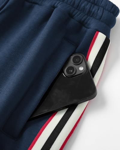 Men's Tracksuit 2 Pieces Set Full Zip Fleece Sweatsuit Casual Outdoor Sports Jogging Suits Set With Stripes4