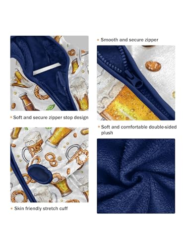 Beer and Food Girls Fleece Jacket Girls Fall Jacket Boys Coats Zip Up Hoodie Children Outerwear 2-10T3