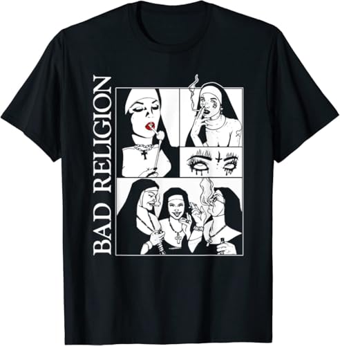 Bad Nuns Religion Smoking T-Shirt Black L
