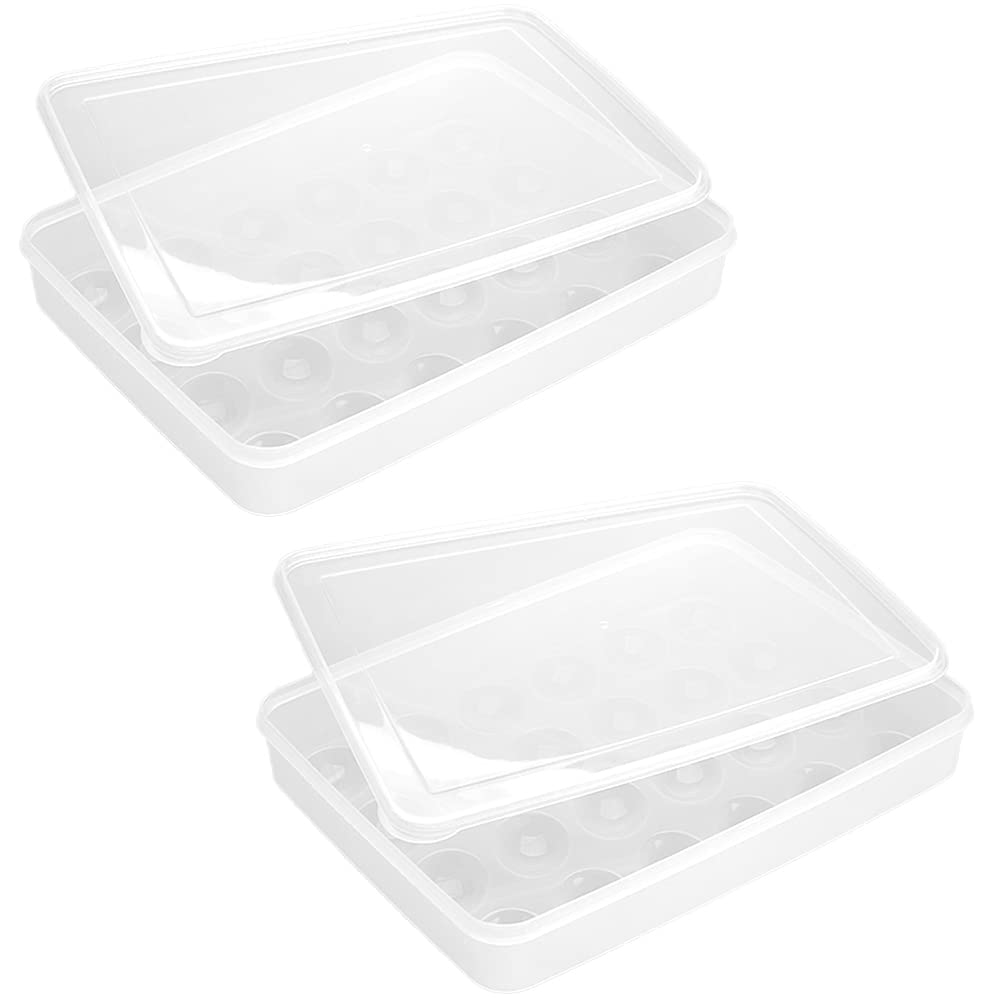 CTRLZS 2 Clear Egg Containers with Lid Hold 48 Eggs, Easy Carry Accessory Dishwasher Safe Carrier,Stackable