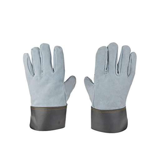 Preisvergleich Produktbild NUAN Leder Schweißerschutzhandschuhe, Kurze Absatzschweißen Zwei Schweiß-Argon-Schweißer Verschleiß Hochtemperatur-Handschuhe